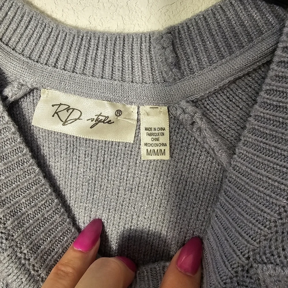 RD Style Light Blue Cable Knit Sweater Womens Size Medium NWOT
